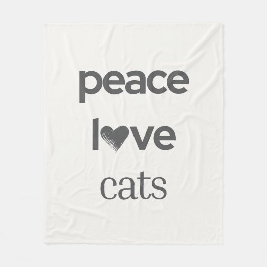 Peace Love Cats | Cat Mom Lover Modern Home Decor Fleecedecke (Vorderseite)