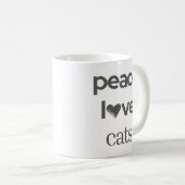 Peace Love Cats | Cat Mom Lover Modern Statement Kaffeetasse (VorderseiteRechts)