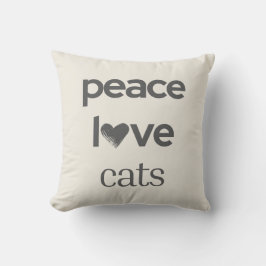 Peace Love Cats | Cream Cat Lover Modern Graphic Kissen
