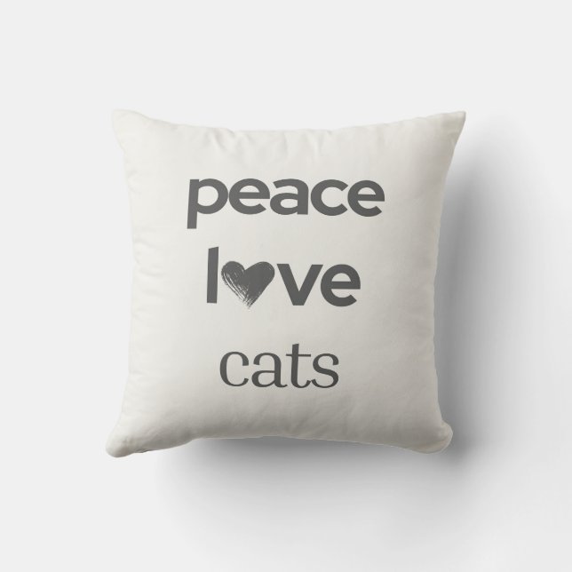 Peace Love Cats Modern Reversible Graphic Cat Mom  Kissen (Rückseite)