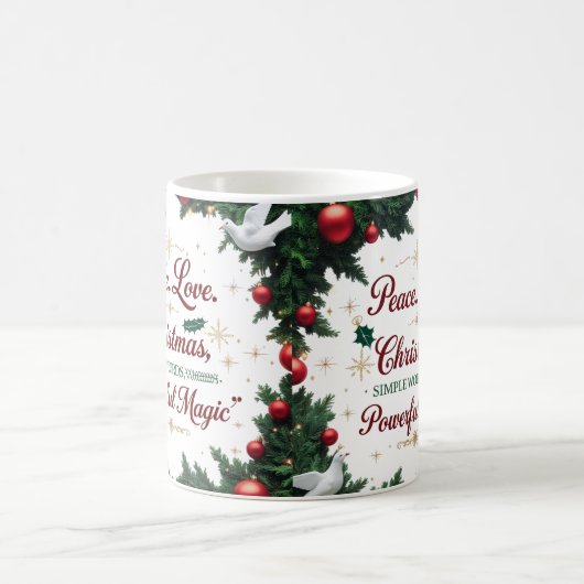 Peace Love Christmas Two-Tone Mug Kaffeetasse (Mittel)