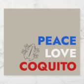 Peace Love Coquito Bottle Label 3.5"x4 Alkoholflaschenetikett (Einzelnes Label)