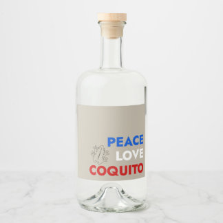 Peace Love Coquito Bottle Label 3.5"x4 Alkoholflaschenetikett