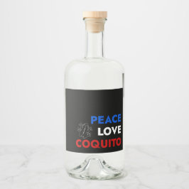 Peace Love Coquito Bottle Label 3.5"x4 Alkoholflaschenetikett