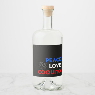 Peace Love Coquito Bottle Label 3.5"x4 Alkoholflaschenetikett