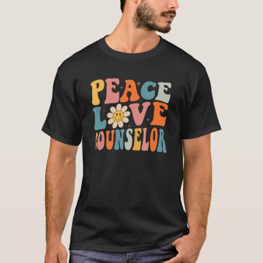 Peace Love Counselor School Back To School Teacher T-Shirt (Vorderseite)