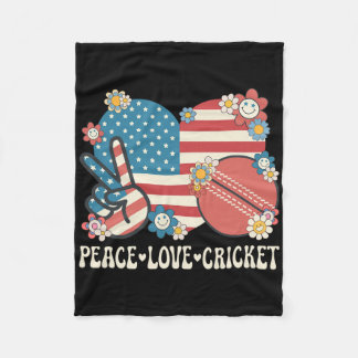 Peace Love Cricket Lover American Flag Patriotic C Fleecedecke