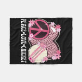 Peace Love Cricket Lover Outfit Cheetah Print Wome Fleecedecke (Vorderseite (Horizontal))