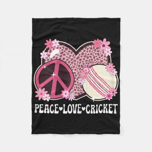 Peace Love Cricket Lover Outfit Cheetah Print Wome Fleecedecke (Vorderseite)