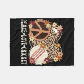 Peace Love Cricket Lover Outfit Cheetah Print Wome Fleecedecke (Vorderseite (Horizontal))