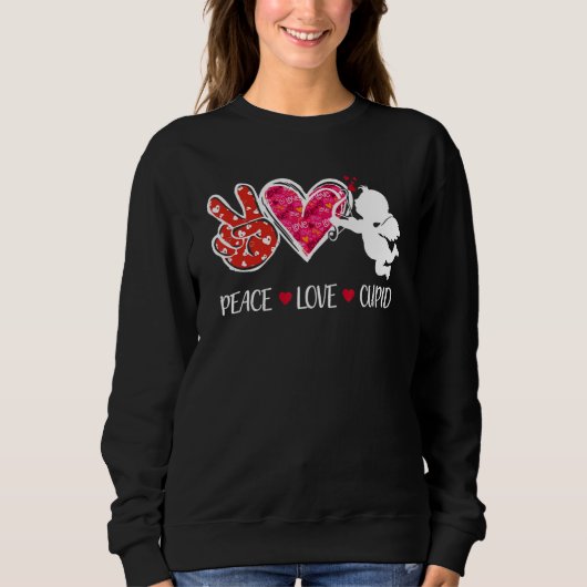 Peace Love Cupid Cute Red Leopard Valentine's Day Sweatshirt (Vorderseite)