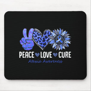 Peace Love Cure Ataxia Awareness Month Blue Sunflo Mousepad