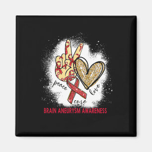 Peace Love Cure Bleached Brain Aneurysm Awareness Magnet