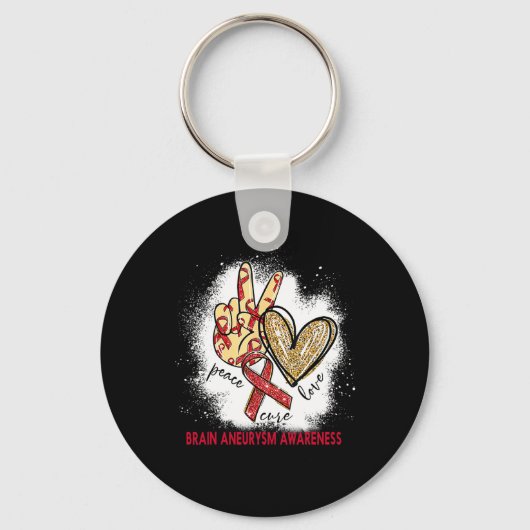 Peace Love Cure Bleached Brain Aneurysm Awareness Schlüsselanhänger (Vorderseite)