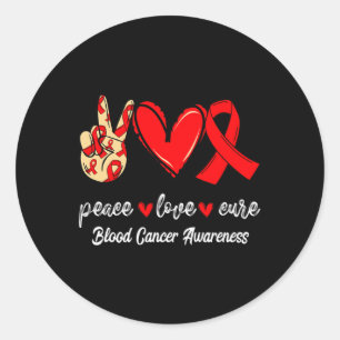 Peace Love Cure Blood Cancer Runder Aufkleber