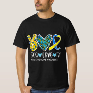 Peace Love Cure Blue & Yellow Ribbon Down Syndrome T-Shirt