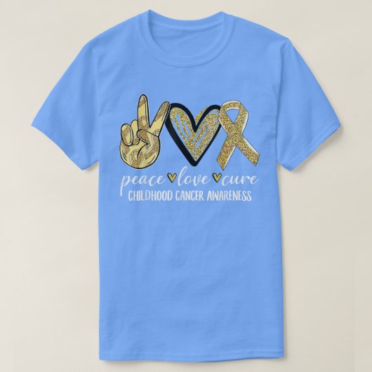 Peace Love Cure Childhood Cancer Awareness Gold Ri T-Shirt (Design vorne)