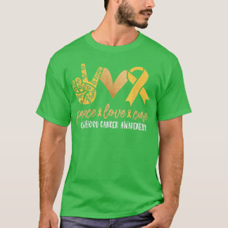 Peace Love Cure Childhood Cancer Awareness Ribbon T-Shirt