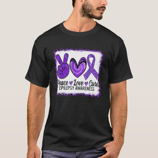 Peace Love Cure Epilepsy Awareness Warrior Survior T-Shirt (Vorderseite)