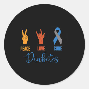 Peace Love Cure Grau Blaues Band Typ 1 Vintage Di Runder Aufkleber
