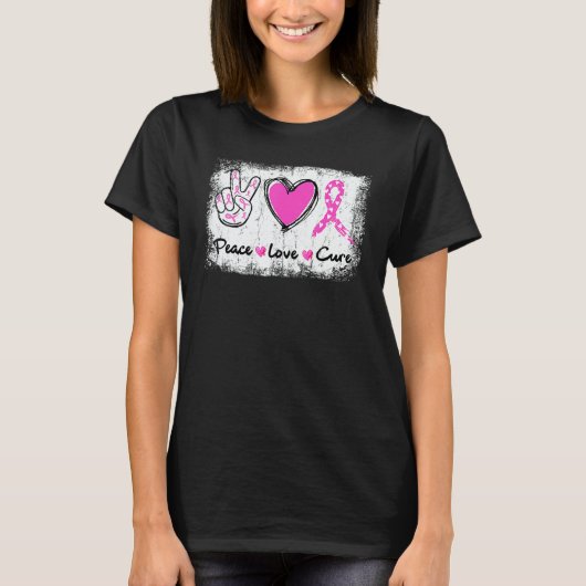 Peace Love Cure Heart Pink Ribbon In October We We T-Shirt (Vorderseite)