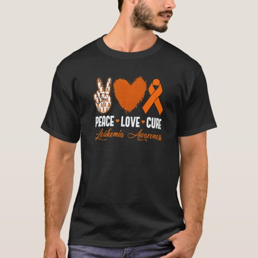 Peace Love Cure Leukemia Awareness Month Warrior W T-Shirt (Vorderseite)