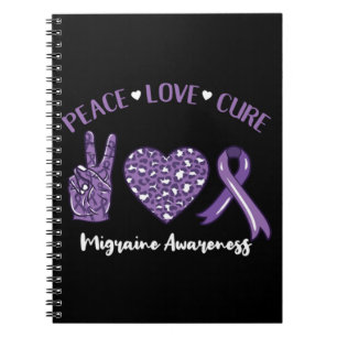 Peace Love Cure Migraine Awareness Ribbon Notizblock