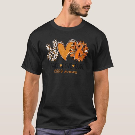 Peace Love Cure Sunflower Leopard COPD Awareness T-Shirt (Vorderseite)