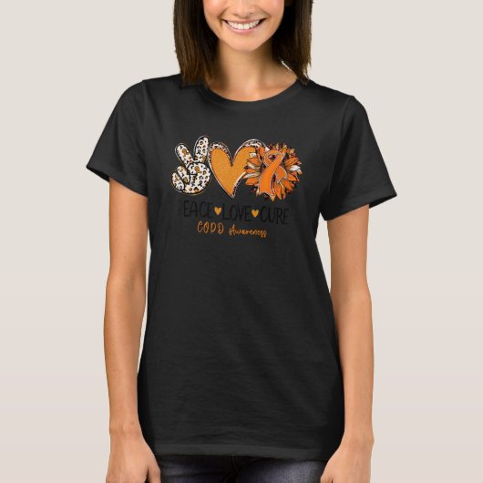 Peace Love Cure Sunflower Leopard COPD Awareness T-Shirt (Vorderseite)