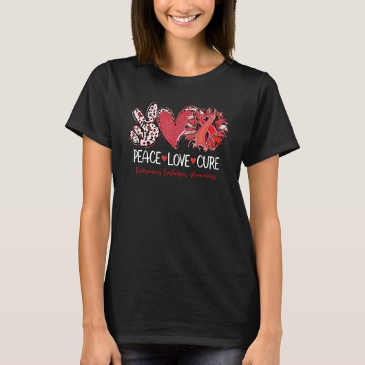Peace Love Cure Sunflower Red Ribbon Pulmonary Emb T-Shirt (Vorderseite)