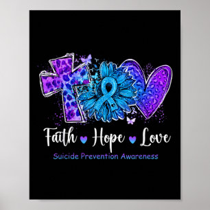 Peace Love Cure Teal & Purple Sonnenblume Selb Poster
