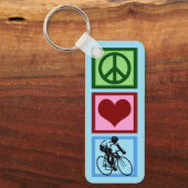 Peace Love Cycling Cute Blue Cyclist Custom Schlüsselanhänger (Vorderseite)