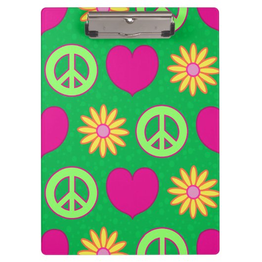 Peace Love Daisies Klemmbrett (Vorderseite)