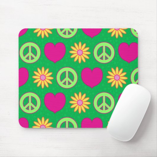 Peace Love Daisies Mousepad (Mit Mouse)
