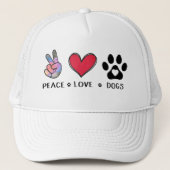 Peace Love Dog Lovers Trucker Hat Truckerkappe (Vorderseite)