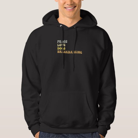 Peace Love Dogs Breakdancing Retro Hoodie (Vorderseite)