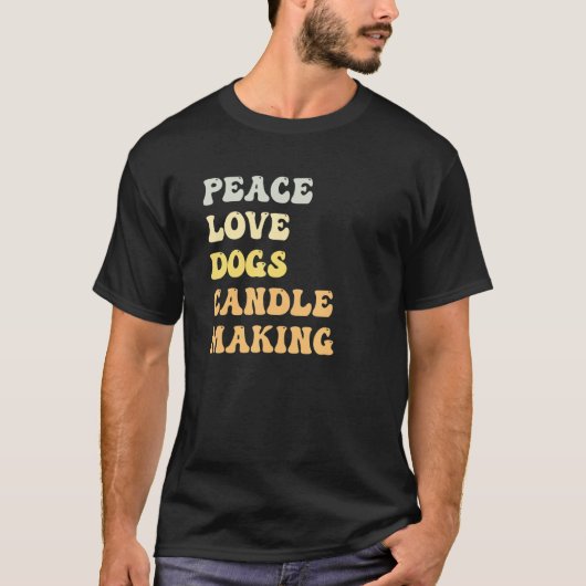 Peace Love Dogs Candle Making Retro T-Shirt (Vorderseite)