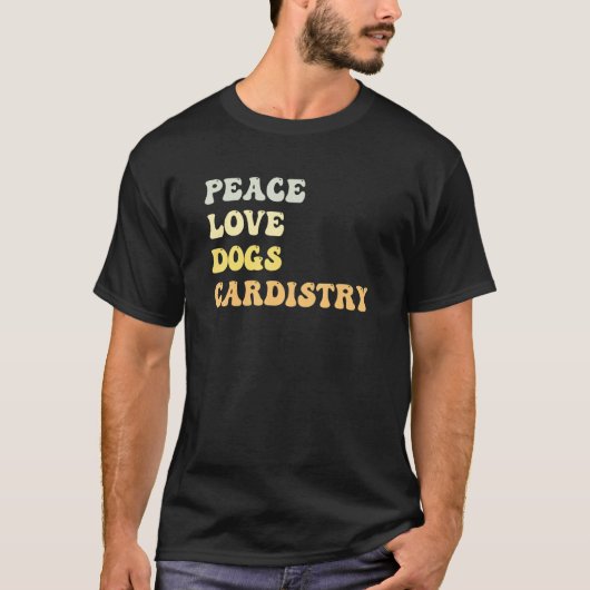 Peace Love Dogs Cardistry Retro T-Shirt (Vorderseite)