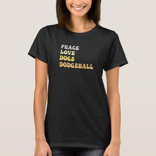 Peace Love Dogs Dodgeball Retro T-Shirt (Vorderseite)