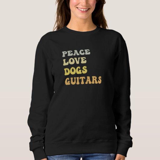 Peace Love Dogs Guitars Retro Sweatshirt (Vorderseite)