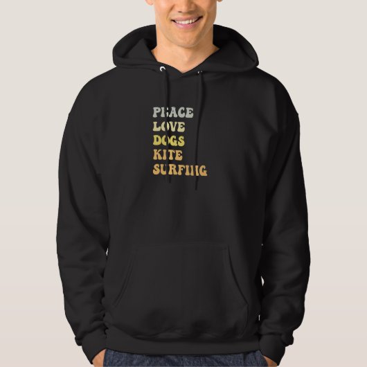 Peace Love Dogs Kite Surfing  Retro Hoodie (Vorderseite)