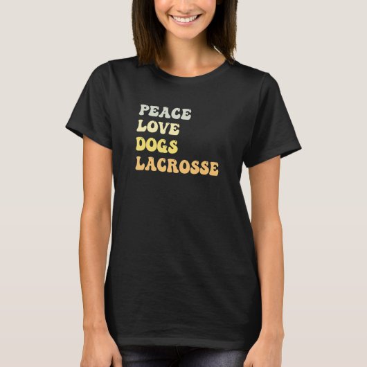 Peace Love Dogs Lacrosse Retro T-Shirt (Vorderseite)