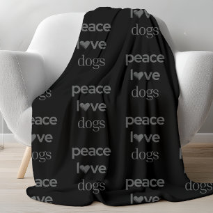 Peace Love Dogs   Moderner Grafikliebhaber Schwarz Fleecedecke