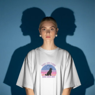Peace, Love, Dogs T-Shirt, Retro-Sonnenuntergang T T-Shirt