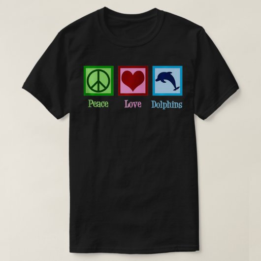 Peace Love Dolphins Cute Blue Dolphin Zip  T-Shirt (Design vorne)