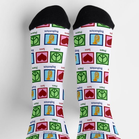 Peace Love Euphonium Christmas Socken (Oben)