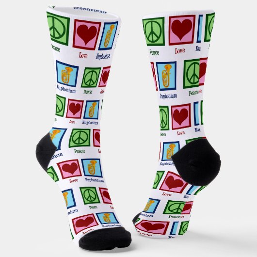 Peace Love Euphonium Christmas Socken (Gewinkelt)