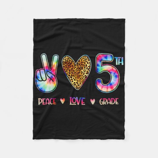 Peace Love Fifth Grade Squad Back To School Gift Fleecedecke (Vorderseite)