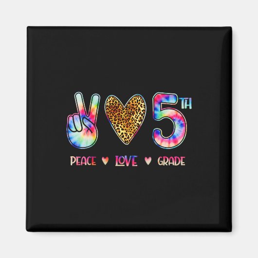 Peace Love Fifth Grade Squad Back To School Gift Magnet (Vorne)
