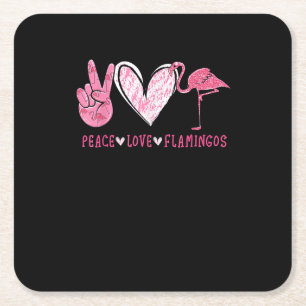 Peace Love Flamingo Flamingo Lover Rechteckiger Pappuntersetzer